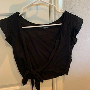 Women's Black Shein Tie Top